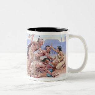 Illustration of American Indians attacking Two-Tone Coffee Mug