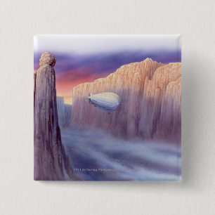Illustration of an airship travelling 15 cm square badge