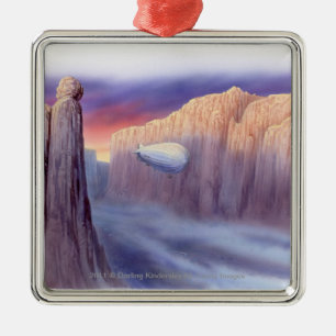 Illustration of an airship travelling metal tree decoration