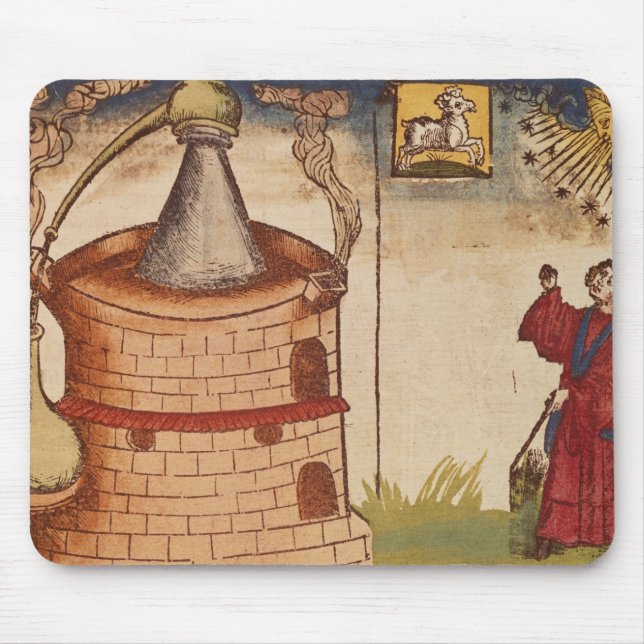 Illustration of an alchemist at work mouse pad (Front)
