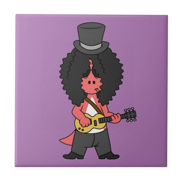 Illustration Of An Allosaurus Dressed As Rock Star Ceramic Tile (Front)