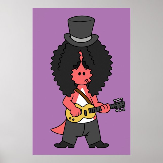 Illustration Of An Allosaurus Dressed As Rock Star Poster (Front)