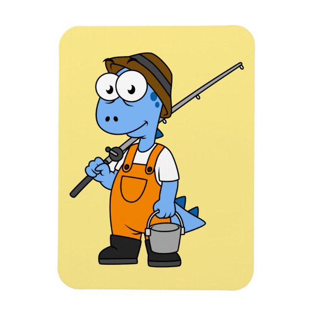 Illustration Of An Allosaurus Fisherman. Magnet (Vertical)