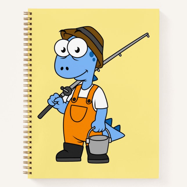 Illustration Of An Allosaurus Fisherman. Notebook (Front)