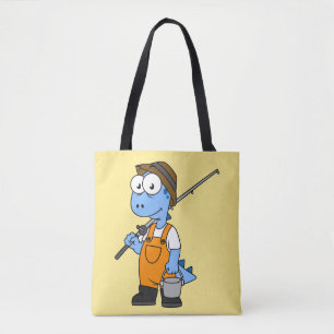 Illustration Of An Allosaurus Fisherman. Tote Bag