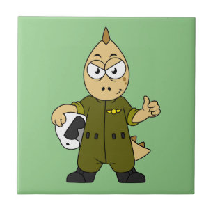 Illustration Of An Allosaurus Jet Pilot. Ceramic Tile