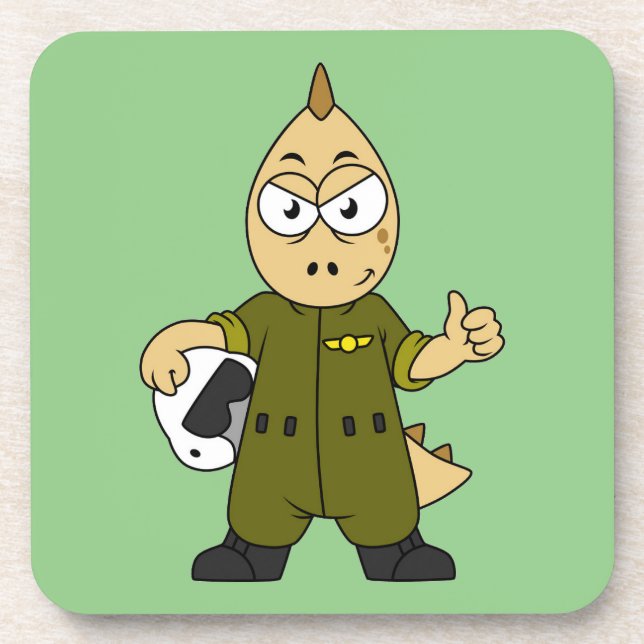 Illustration Of An Allosaurus Jet Pilot. Coaster (Front)