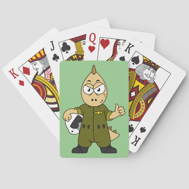 Illustration Of An Allosaurus Jet Pilot. Playing Cards (Back)