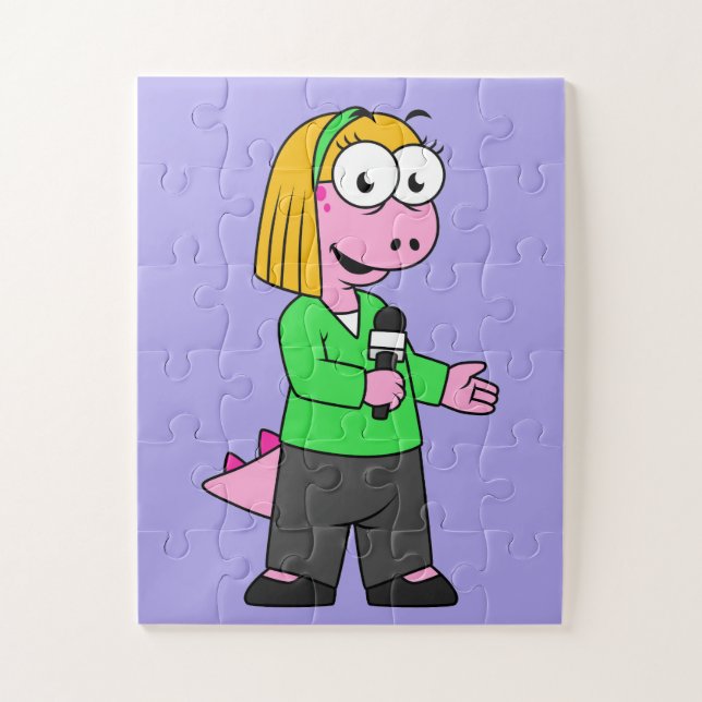Illustration Of An Allosaurus News Reporter. Jigsaw Puzzle (Vertical)