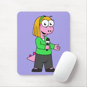 Illustration Of An Allosaurus News Reporter. Mouse Pad