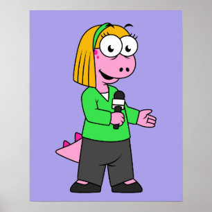 Illustration Of An Allosaurus News Reporter. Poster