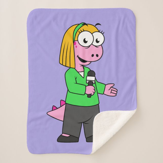 Illustration Of An Allosaurus News Reporter. Sherpa Blanket (Front)