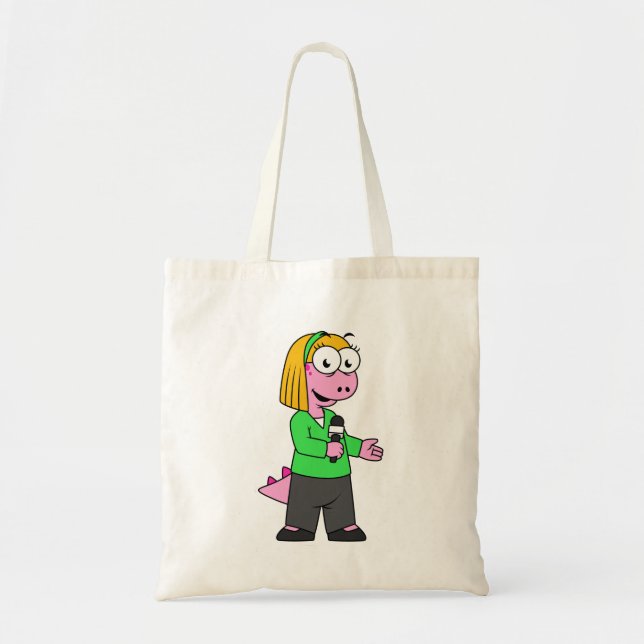 Illustration Of An Allosaurus News Reporter. Tote Bag (Front)
