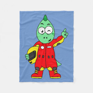 Illustration Of An Allosaurus Race Car Driver. Fleece Blanket
