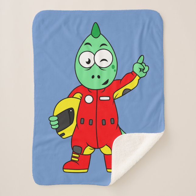 Illustration Of An Allosaurus Race Car Driver. Sherpa Blanket (Front)