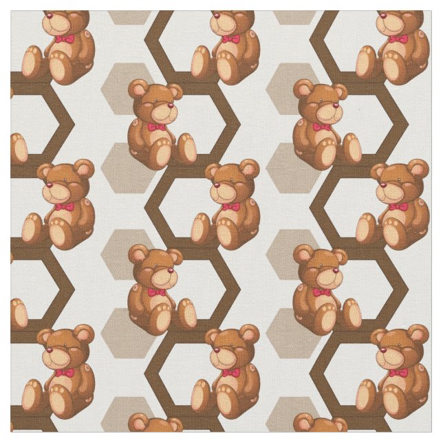 illustration of an array of teddy bear on white fabric (Close Up)