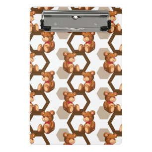 illustration of an array of teddy bear on white mini clipboard