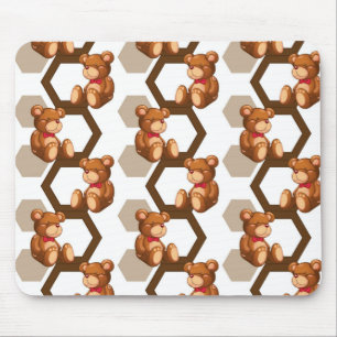 illustration of an array of teddy bear on white mouse pad