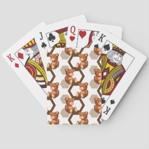 illustration of an array of teddy bear on white playing cards