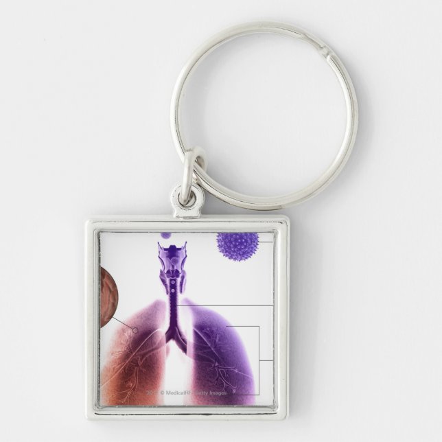 Illustration of an asthma attack from pollen key ring (Front)