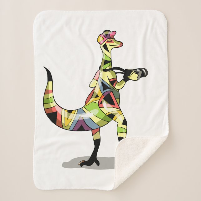 Illustration Of An Iguanodon Photographer. Sherpa Blanket (Front)