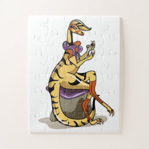 Illustration Of An Iguanodon Polishing Her Nails. Jigsaw Puzzle