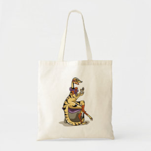 Illustration Of An Iguanodon Polishing Her Nails. Tote Bag