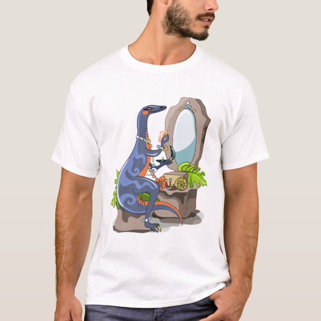 Illustration Of An Iguanodon Putting On Make-Up. T-Shirt (Front)