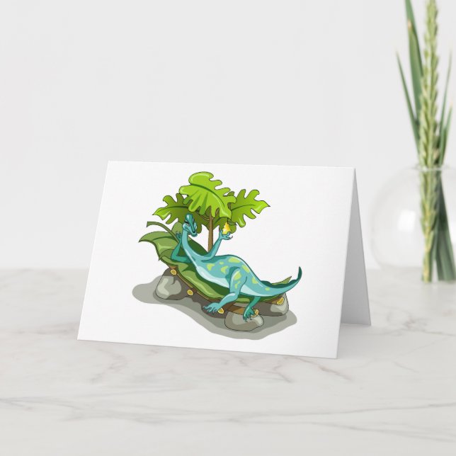 Illustration Of An Iguanodon Sunbathing. Card (Front)