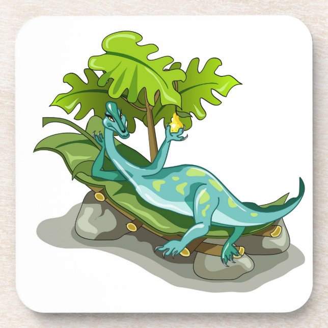 Illustration Of An Iguanodon Sunbathing. Coaster (Front)