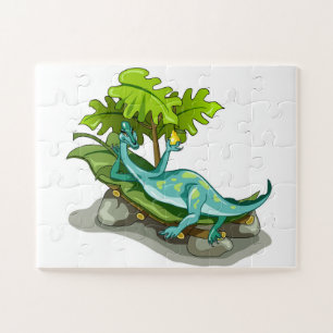 Illustration Of An Iguanodon Sunbathing. Jigsaw Puzzle
