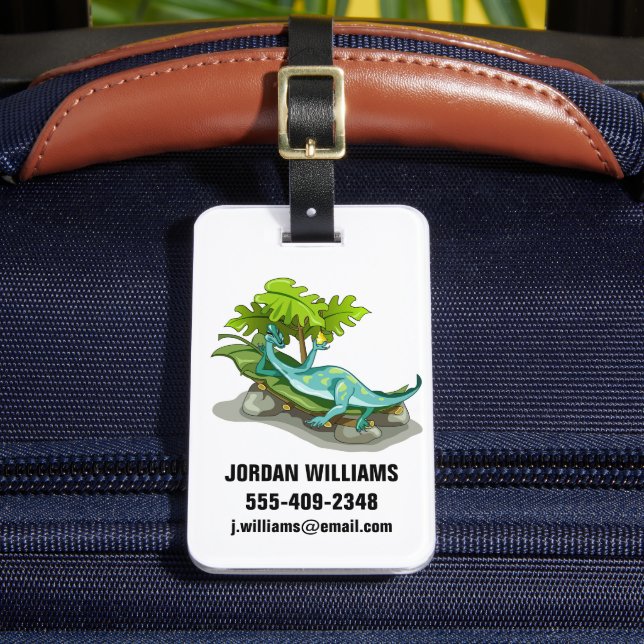 Illustration Of An Iguanodon Sunbathing. Luggage Tag (Front Insitu 2)