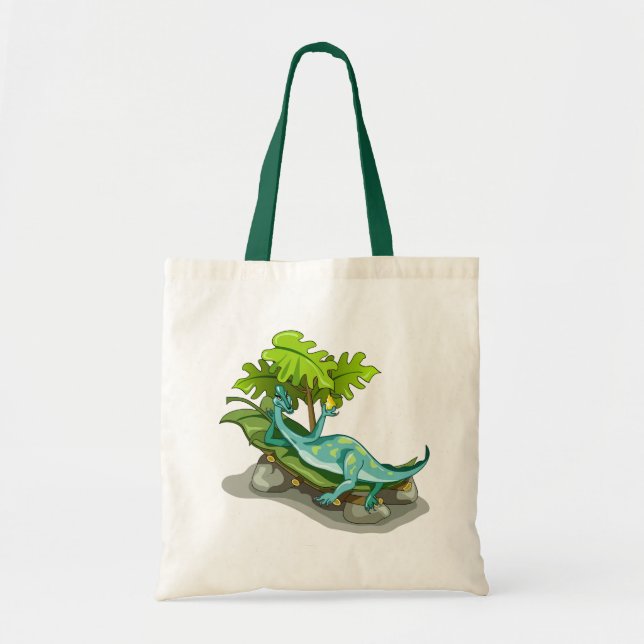 Illustration Of An Iguanodon Sunbathing. Tote Bag (Front)