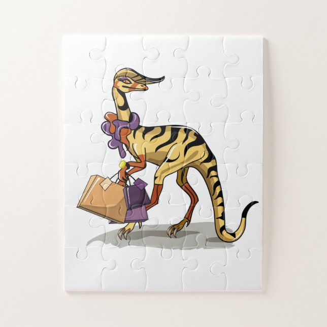 Illustration Of An Iguanodon With Shopping Bags. Jigsaw Puzzle (Vertical)