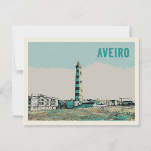 Illustration of Aveiro lagoon Lighthouse Postcard
