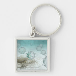 Illustration of avian flu cells key ring