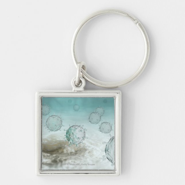 Illustration of avian flu cells key ring (Front)