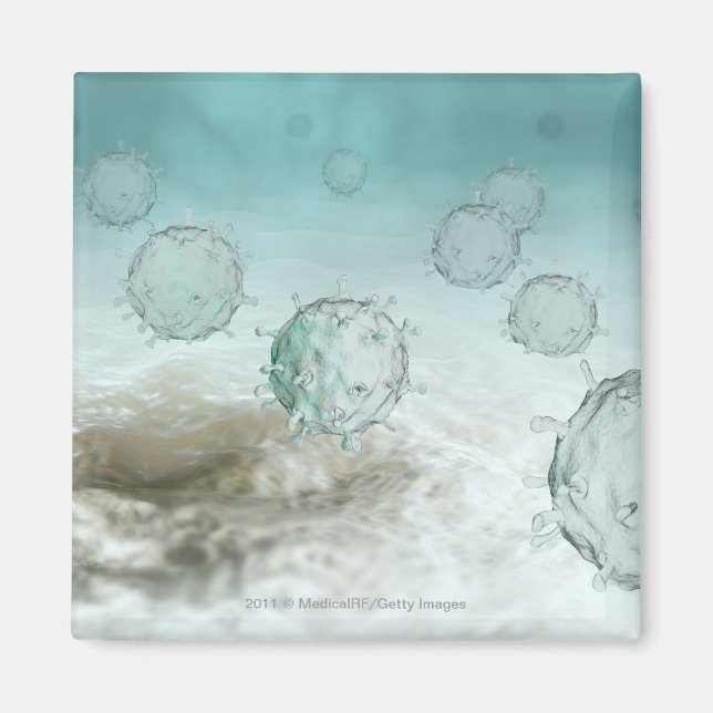 Illustration of avian flu cells magnet (Front)