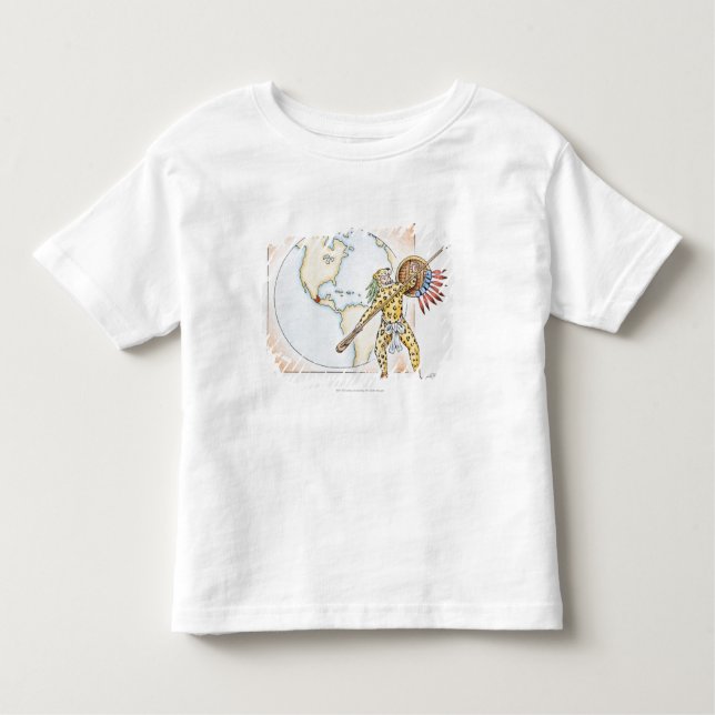 Illustration of Aztec Jaguar Warrior Toddler T-Shirt (Front)