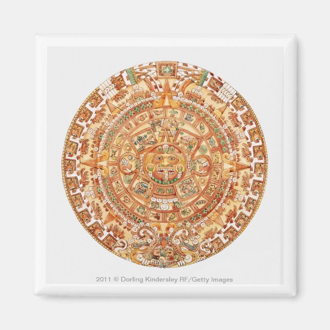 Illustration of Aztec sun stone Magnet (Front)