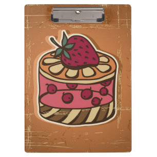 Illustration of cake in retro style clipboard