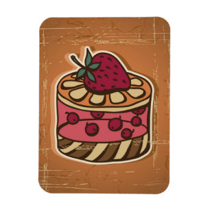Illustration of cake in retro style magnet