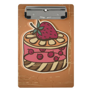 Illustration of cake in retro style mini clipboard