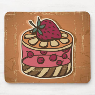 Illustration of cake in retro style mouse pad