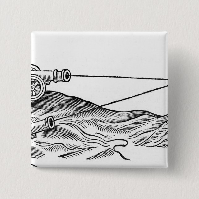Illustration of Cannon Fire 15 Cm Square Badge (Front)