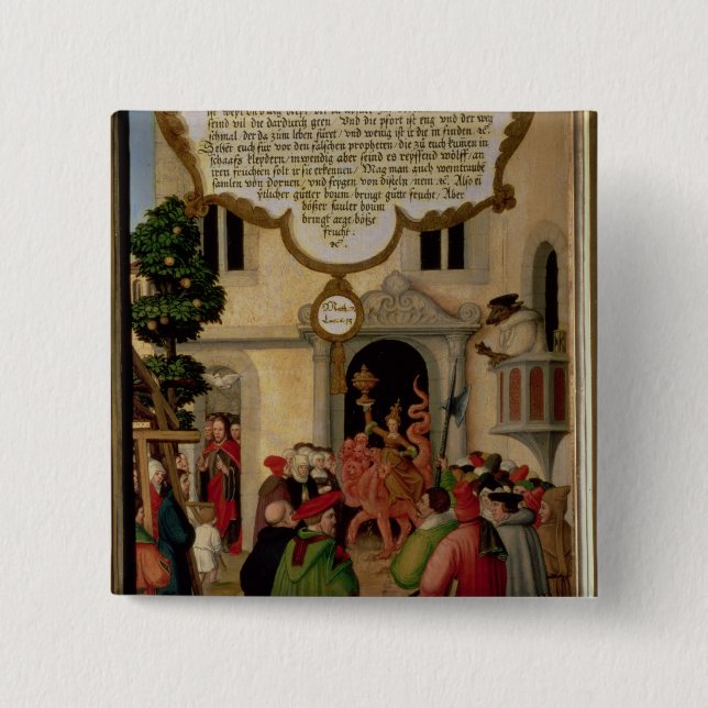Illustration of Christ's teaching 15 Cm Square Badge (Front)