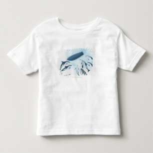 Illustration of dolphins looking up at a boat toddler T-Shirt