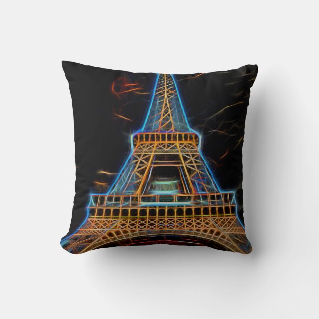 Illustration of Eiffel Tower - Paris, France Cushion (Front)
