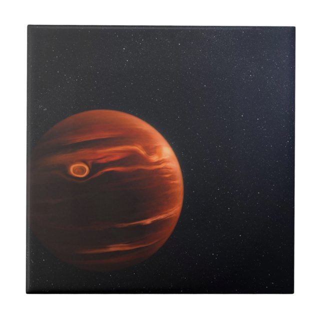 Illustration Of Exoplanet Vhs 1256 B And Its Stars Ceramic Tile (Front)