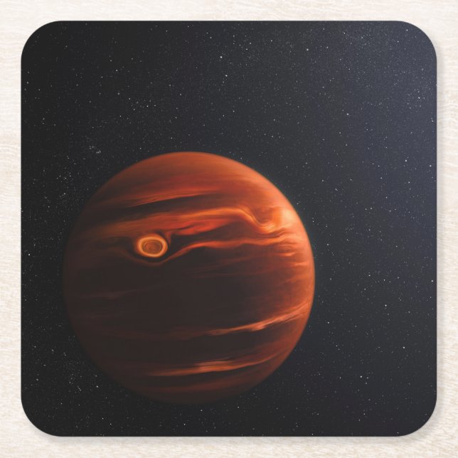 Illustration Of Exoplanet Vhs 1256 B And Its Stars Square Paper Coaster (Front)